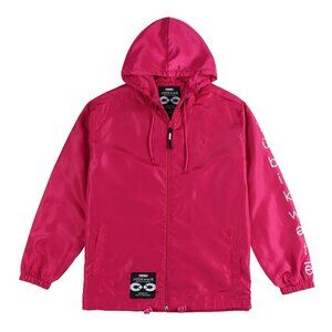 Solid Color Men's Windbreaker Waterproof Hoodie Jacket with Liner Size L